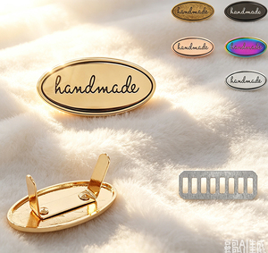 ODM OEM Custom Metal Logo <b>Labels</b> Private Brand Sew-on <b>Name</b> Tags Custom Own Design Metal Plates for Clothing & Bags - Product Image 3