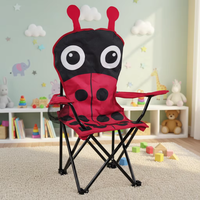 Chaise de camping pour enfants avec accoudoirs, dossier créatif à motif de dessin animé, en tissu Oxford, confortable, durable, pliable, légère, avec tube en acier