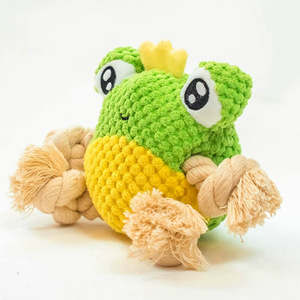 ของเล่นตุ๊กตากบเชือกสำหรับลูกสุนัข ของเล่นในบ้าน เคี้ยวได้ มีเสียง สนุกสนาน เป็นเพื่อนเล่น - Product Image 1