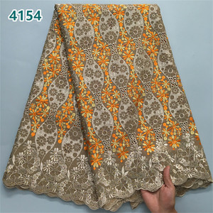 Di alta qualità africano ricamo tessuto di cotone con cristalli all'ingrosso svizzero Voile pizzo per le donne abiti da festa 4154 da cucire - Product Image 4