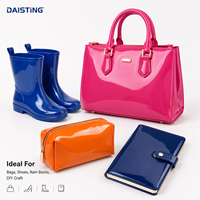 Tissu en cuir verni PVC brillant effet miroir, feuille de similicuir 0,4 mm avec support rigide TC, rouleau de vinyle imperméable pour chaussures, sacs, projets DIY, bottes de pluie