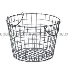 Latest Design Large Wire <b>Basket</b> for Clothe Stackable <b>Basket</b> Home Decor Use Hotel Supply Living Room Round Wire <b>Basket</b> Handle - Product Image 3