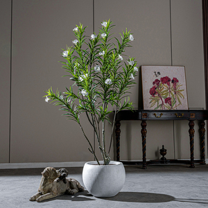 Bonsái de flores de simulación, planta verde Artificial, bonsái de plástico, árbol en maceta, adelfa Nerium Artificial para decoración de jardín - Product Image 6