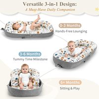 Tapis d'éveil, 100% coton, tapis de jeu 2-en-1 pour bébé, lavable en machine, nouveau-né, portable, cadeaux de naissance