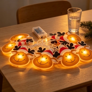 Adorables guirlandes lumineuses en forme de cerf de Noël, parfaites pour les décorations de Noël et la décoration de la maison - Product Image 1
