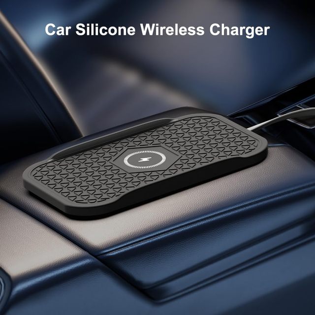 Wireless Car Charger Silicone Pad for Mobile Phone IPhone12/11 Pro/XS/XR/8/8Plus 15W Fast Charging USB Type C Non-Slip Mat OTP