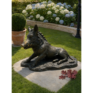 Statue de sanglier couché en bronze, taille personnalisée, ornement de jardin extérieur, décoration de cour - Product Image 3
