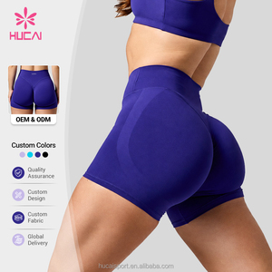 HUCAI Pantaloncini Sportivi da Donna Personalizzati a Vita Alta con Effetto Push-Up e Anti-Camel Toe <span class=keywords><strong>per</strong></span> Allenamento e Yoga - Product Image 1