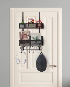 WEKIS Giá Treo Giỏ Áo Khoác Bằng Thép Không Gỉ Màu Đen Nhà Bếp Phòng Tắm 3 Tầng Giá Treo Trên Cửa Phòng Đựng Thức Ăn Móc Giá Sắp Xếp - Product Image 4