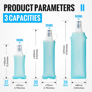 ขวดน้ำพับได้สำหรับวิ่งเทรลกลางแจ้ง ทำจาก TPU เป็นมิตรกับสิ่งแวดล้อม ปราศจากสาร BPA  พร้อมถุงเก็บน้ำแบบกันน้ำ - Product Image 2