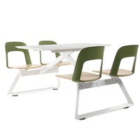 Table en bois avec structure en acier, ensemble de table et chaises de salle à manger moderne pour 4 personnes, pour utilisation en zone de restauration ou cantine
