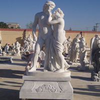 Sculpture de guerrier grec antique en marbre sculptée à la main pour jardin extérieur, statues de soldats romains grandeur nature à vendre