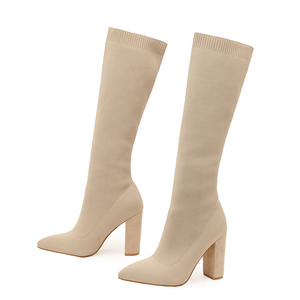 Bottes mi-mollet tricotées élastiques confortables, nouvelle collection automne-hiver 2025, tailles 35-42 - Product Image 6