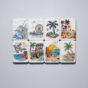 Juego de Mahjong Americano de Lujo Moderno, Tamaño Profesional (1.26" X 0.95" X 0.63") - Portátil, 160 Fichas, <span class=keywords><strong>Serie</strong></span> 'Surfing Dog' - Product Image 3