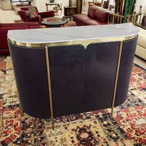 طاولة بوفيه مطبخ فندق مطعم قائمة معدات خزانة فاخرة متكلس حجر أعلى أسود أبيض إطار طاولة بوفيه - Product Image 2