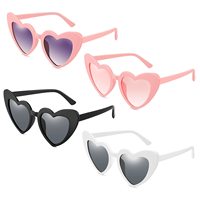 Lunettes de soleil tendance rétro en forme de cœur, monture en plastique, design amour, pour femmes et hommes, accessoires de mode pour Halloween