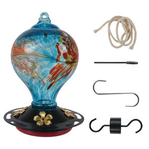 Nieuwe Opgewaardeerde Buitentuin Hangende Glazen Vogels Foeraging Tray Drinkers Kolibrievoeders Met Hangende Haak Mier Gracht En Borstel - Product Image 1