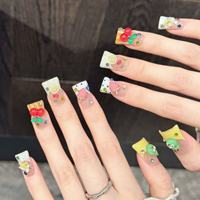 Faux ongles en acrylique 3D de luxe, forme de bec de canard, faits à la main, à presser, 10 pièces, ongles artificiels réutilisables