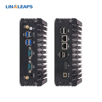 Linkleaps 12th Gen N100 Mini PC industrial sin ventilador Venta caliente 4GB Computadora integrada 3 Pantallas HD 2 2.5GbE 2 Puertos RS232 RS485