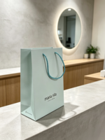 Sacs cadeaux de luxe durables en carton ivoire, résistants à la graisse, avec poignées en ruban, biodégradables, personnalisables avec logo, pour artisanat
