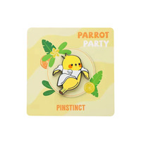 Badge personnalisé en métal pour revers, motif perroquet avec cornet de glace et cerise