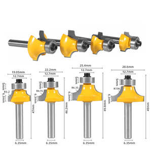 4-teiliges Set Griff Kanten fräser Hartmetall bohrer für Holz bearbeitungs werkzeuge Radius Gerader Trimmer Reinigungs ecken bits - Product Image 3