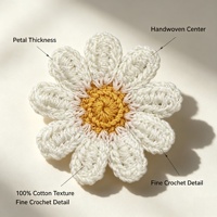 Applique fleur de marguerite au crochet faite à la main, 6 cm, 100 % coton, à coudre sur les vêtements, les robes de bébé, les chapeaux, les sacs, pour la décoration