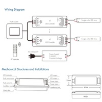 Gradateur LED V1 5-36V Télécommande sans fil 2.4G 1CH 8A 40W Charge maximale Modèles RT Bande LED monochrome
