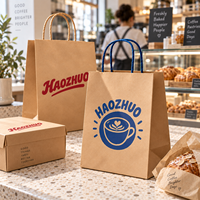 Sac en papier kraft brun avec poignées, personnalisé avec logo, pour courses et emballage de café, recyclé, prix usine