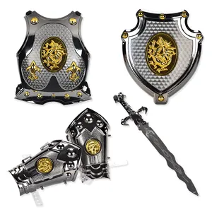 Kit de jouet épée et bouclier pour enfant, arme de jeu de simulation, costume cosplay de guerrier avec son IC amusant pour enfant