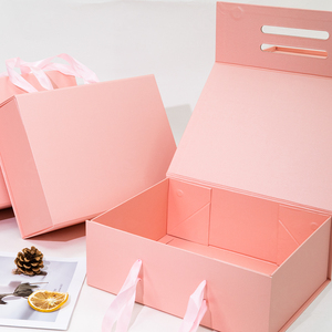 Hot Trending Custom LOGO Biodegradable Rollover Cardboard Craft Paper Boxes Magnet Gift Box Pink Shipping Boxes for Packiging - Product Image 3