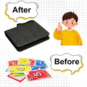 Porte-cartes en cuir PU imperméable de qualité supérieure avec 9 pochettes et fermeture éclair sécurisée, album de cartes à collectionner personnalisé noir, juste pour ranger les acryliques - Product Image 3