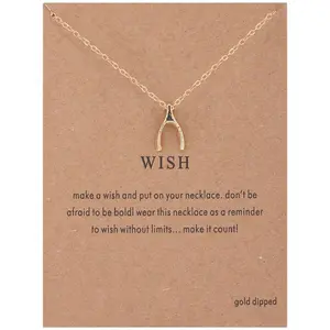Koreanische einfache Gold Wishbone Halskette Neue Designs Segen Bringen Sie eine Nachricht Geschenk karte Schlüsselbein Kette Halskette