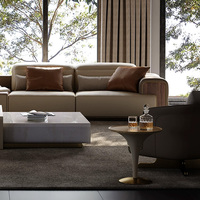 Canapé modulaire sectionnel de luxe en cuir italien Fonction électrique Grand canapé de salon plat pour villa