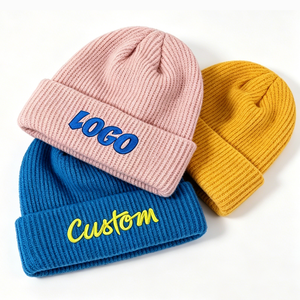 Gorro de Punto Acrílico 100% Personalizado con Logotipo Bordado, Clásico para Hombre y Mujer, con Puño, Cálido para Invierno, Gorro de Punto Acanalado - Product Image 1