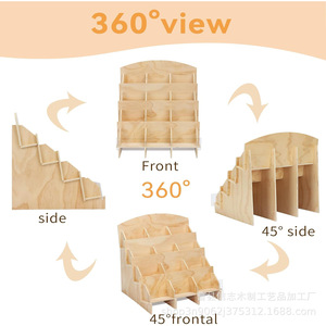 Wooden Multi Tiered <b>Shelf</b> 4 Layers For Stickers Cards Badges <b>Desktop</b> Organizer Storage Display Rack - Product Image 4