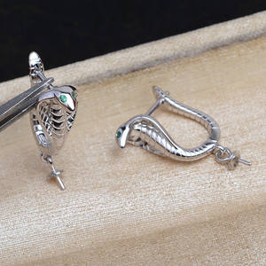 S925 <b>Silver</b> DIY Accessories 11-12mm Butterfly Earpiece JG5948 Pearl Jewelry Semi-finished <b>Fan</b> Earnail Hollow Support - Product Image 4