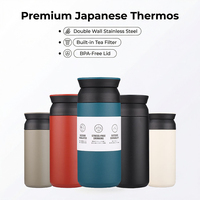 Termo de Vacío Estilo Japonés Zen Asiático de 350ml/500ml con Infusor de Té, Tapas Libres de BPA, Regalos Empresariales, Taza de Té con Recubrimiento en Polvo