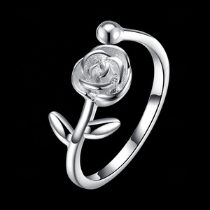 Bague réglable pour cendres 2026 en argent sterling 925, motif fleur de rose - Product Image 3