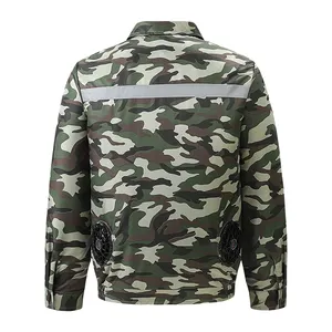 Zomerse Zonnesteek Zonnebrandcrème Voor Mannen Camouflage Tactisch Uniform Ventilator Verkoelende Airconditioningkleding