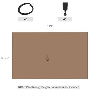 DB pour Offre Spéciale 10 'X 10' Ensemble universel de parois latérales de gazebo marron avec crochets de panneaux et anneaux en C pour pergolas et cabanas - Product Image 3