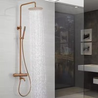 Système de douche thermostatique anti-brûlure, pommeau de douche en acier 304 de couleur personnalisée et mélangeur exposé