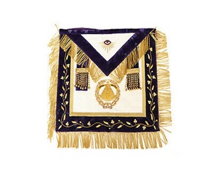 Masonic Freemason Regalia Set High Quality Master Mason <b>Apron</b> Collar & Cuffs Pair Gold Embroidered Masonic Regalia <b>Apron</b> Set - Product Image 3