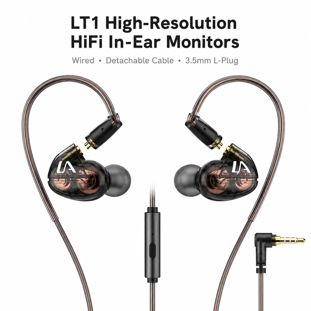 Professional 3.5mm Wired IEM Earphones Mic 10mm Dynamic Driver HiFi In-Ear Monitor for Music Gaming Live Stream IPX-4 Waterproof