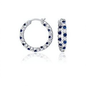 Pendientes de Aro de Zafiro Azul Platino y Diamantes Cultivados en Laboratorio, Edición Exclusiva, Colección de Joyería de Lujo de Diseñador - Product Image 1