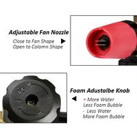 Canon à mousse pour lavage de voiture à haute pression réglable, à vente chaude, en plastique noir + laiton, 160 bars