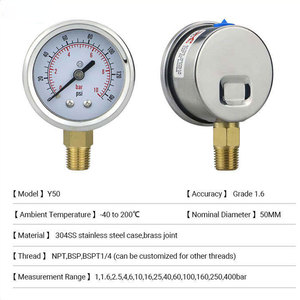 Indicateur de pression d'eau haute précision 2,5 % 50 mm, petit manomètre robuste et durable, jauge de pression d'air universelle - Product Image 5