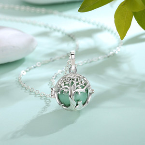 Changda Baum des Lebens Katze Llam adores De Angeles Glockenspiel Ball Lla madores De Angel En Plata De Ley Engel Glockenspiel Anruf Musikalische Halskette - Product Image 4