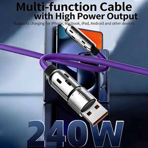 Cable de carga rápida de doble salida de 240 W con puertos USB-C – Cargador divisor de 1 m/1,5 m/2 m - Product Image 2