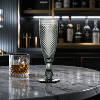 Gobelet à vin vintage en verre épais 150 ml, verrerie à motif diamant pour les fêtes
